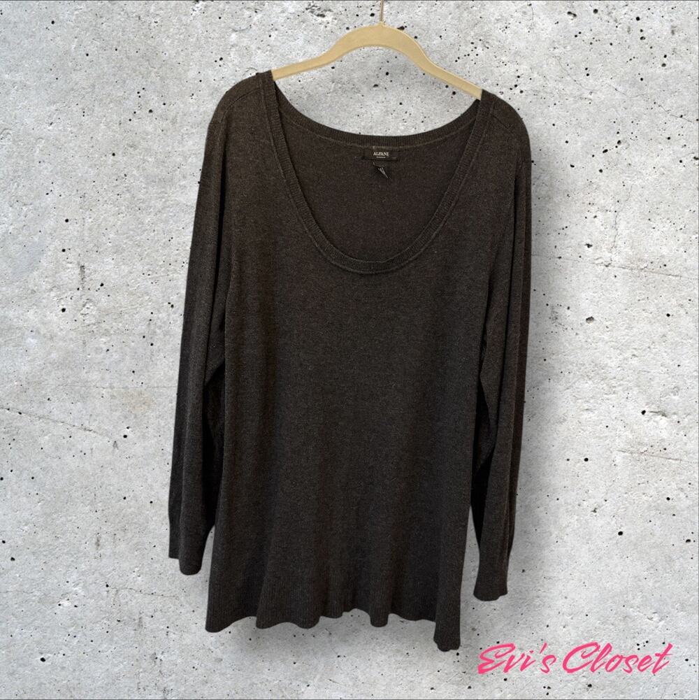 Alfani Women’s Grey Knit Long Sleeve Tunic Sweater Plus Size 1X Soft Casual